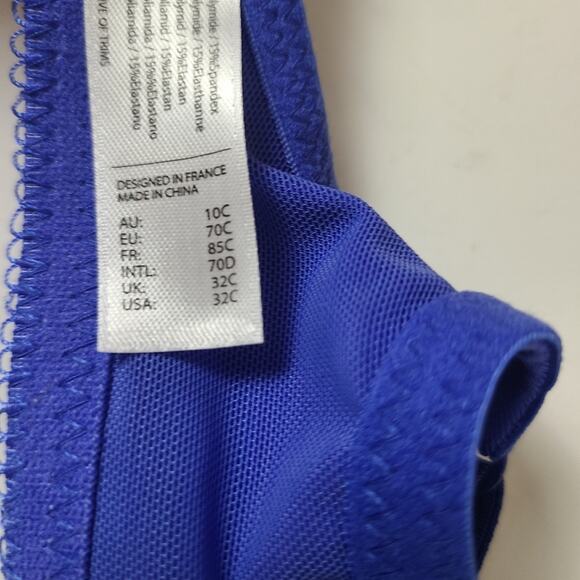 Mod by Parfait Womens 32C  Blue Lace Push Up Bra Lingerie Sexy Padded Plunging - Picture 10 of 11